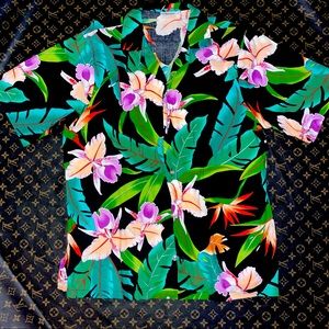 Vintage Angelica 100% cotton button down shirt vacation shirt  short sleeve